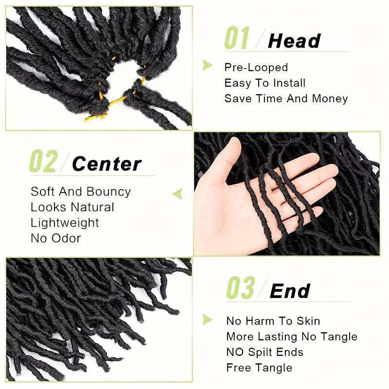 30inch Braided Dreadlocks Crochet Wig Curly Synthetic Hair 1B