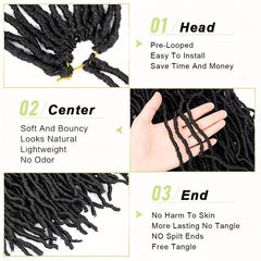 30inch Braided Dreadlocks Crochet Wig Curly Synthetic Hair 1B