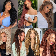 30inch Braided Dreadlocks Crochet Wig Curly Synthetic Hair 1B