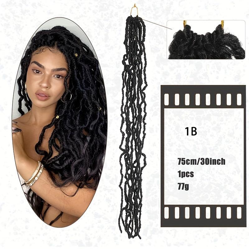 30inch Braided Dreadlocks Crochet Wig Curly Synthetic Hair 1B