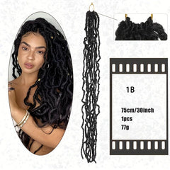 30inch Braided Dreadlocks Crochet Wig Curly Synthetic Hair 1B