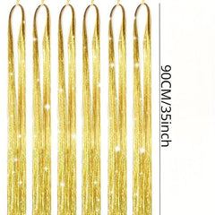 6pcs Y2K Tinsel Hair Extension Sparkle Glitter Rainbow Synthetic Crochet Hair