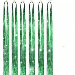 6pcs Y2K Tinsel Hair Extension Sparkle Glitter Rainbow Synthetic Crochet Hair