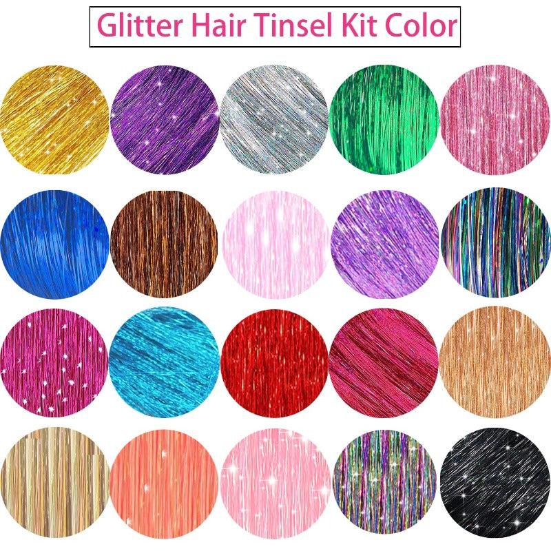 6pcs Y2K Tinsel Hair Extension Sparkle Glitter Rainbow Synthetic Crochet Hair