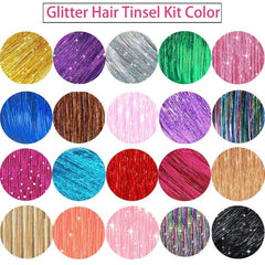 6pcs Y2K Tinsel Hair Extension Sparkle Glitter Rainbow Synthetic Crochet Hair