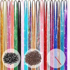 6pcs Y2K Tinsel Hair Extension Sparkle Glitter Rainbow Synthetic Crochet Hair