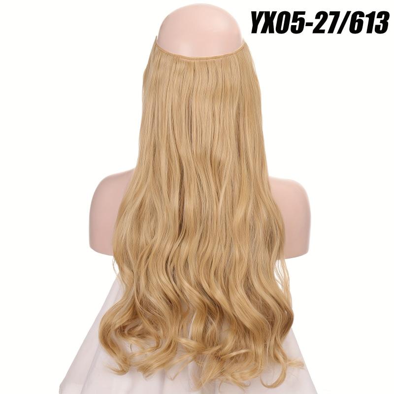 Long Wavy Hair Pieces Synthetic Fishing Line Hair Extensions Natural Looking
