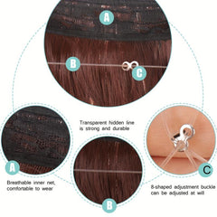 Long Wavy Hair Pieces Synthetic Fishing Line Hair Extensions Natural Looking