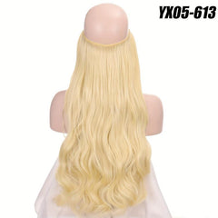 Long Wavy Hair Pieces Synthetic Fishing Line Hair Extensions Natural Looking