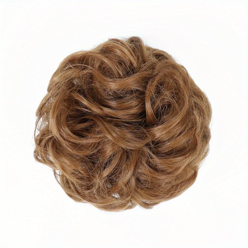 Messy Donut Hair Buns Updo Chignon With Rubber Band Synthetic Hair Extensions
