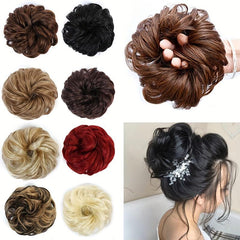 Messy Donut Hair Buns Updo Chignon With Rubber Band Synthetic Hair Extensions