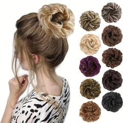 Messy Donut Hair Buns Updo Chignon With Rubber Band Synthetic Hair Extensions