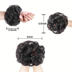 Messy Donut Hair Buns Updo Chignon With Rubber Band Synthetic Hair Extensions
