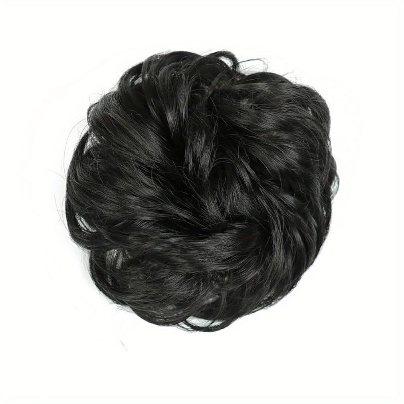 Messy Donut Hair Buns Updo Chignon With Rubber Band Synthetic Hair Extensions