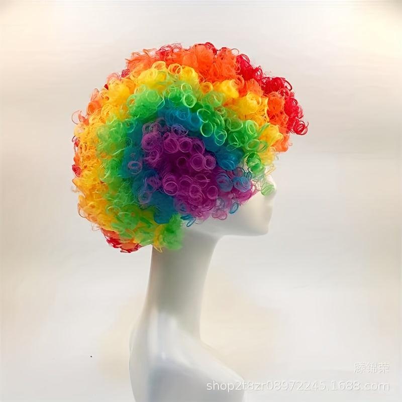 Colorful Clown Wig Short Afro Curly Wig for Halloween Cosplay Party