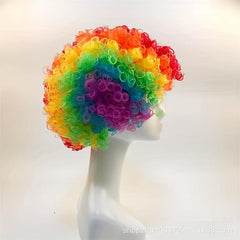 Colorful Clown Wig Short Afro Curly Wig for Halloween Cosplay Party