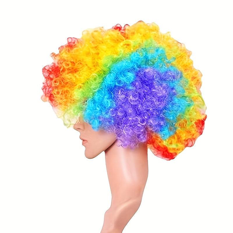 Colorful Clown Wig Short Afro Curly Wig for Halloween Cosplay Party