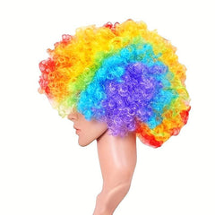 Colorful Clown Wig Short Afro Curly Wig for Halloween Cosplay Party