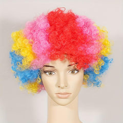 Colorful Clown Wig Short Afro Curly Wig for Halloween Cosplay Party