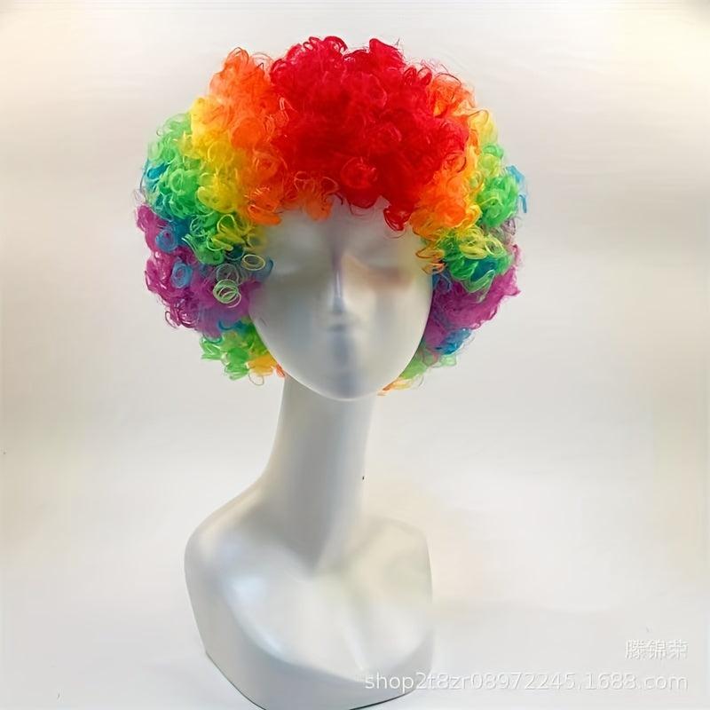 Colorful Clown Wig Short Afro Curly Wig for Halloween Cosplay Party