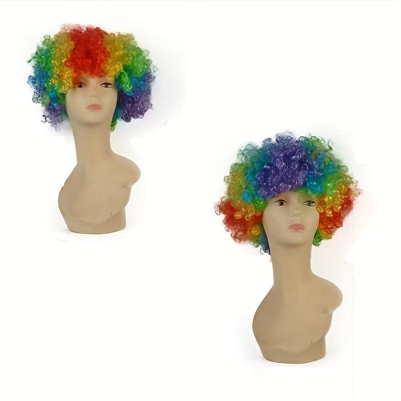 Colorful Clown Wig Short Afro Curly Wig for Halloween Cosplay Party