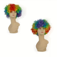 Colorful Clown Wig Short Afro Curly Wig for Halloween Cosplay Party