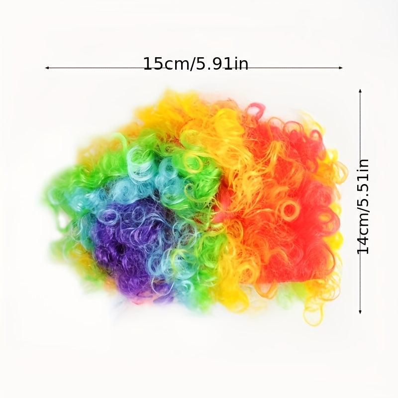 Colorful Clown Wig Short Afro Curly Wig for Halloween Cosplay Party