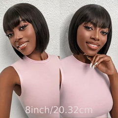 Short Bob Cut Wigs With Bangs Straight Human Hair Wigs