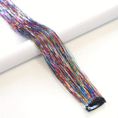 Colorful Clip In Hair Tinsel Fairy Hair Tinsel Kit, Party Glitter Extensions