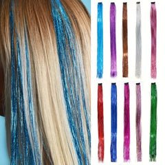 Colorful Clip In Hair Tinsel Fairy Hair Tinsel Kit, Party Glitter Extensions