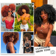 Short Curly Blonde Wig Afro Kinky Curly Wig Synthetic Ombre Brown Blonde