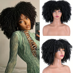Short Curly Blonde Wig Afro Kinky Curly Wig Synthetic Ombre Brown Blonde