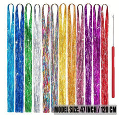 38cm Tinsel Hair Extension Kit 12 Mixed Colors Glitter Hair Accessories