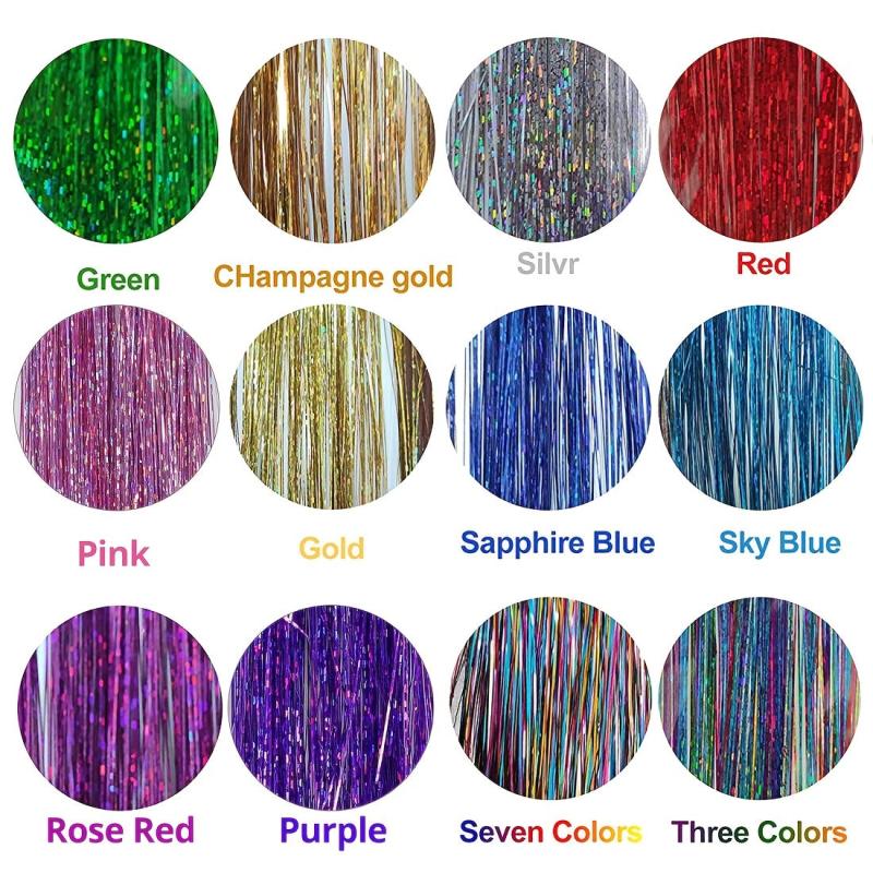 38cm Tinsel Hair Extension Kit 12 Mixed Colors Glitter Hair Accessories