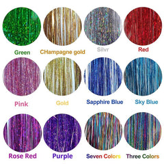 38cm Tinsel Hair Extension Kit 12 Mixed Colors Glitter Hair Accessories