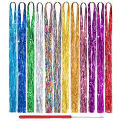 38cm Tinsel Hair Extension Kit 12 Mixed Colors Glitter Hair Accessories