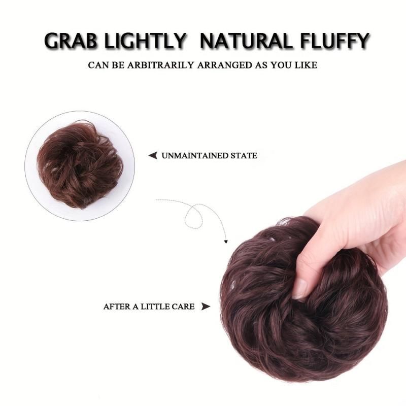 Synthetic Messy Hair Bun Curly Wavy Extensions Chignon Donut Updo