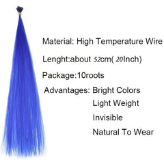 Colorful Invisible Synthetic Hair Extensions for Women