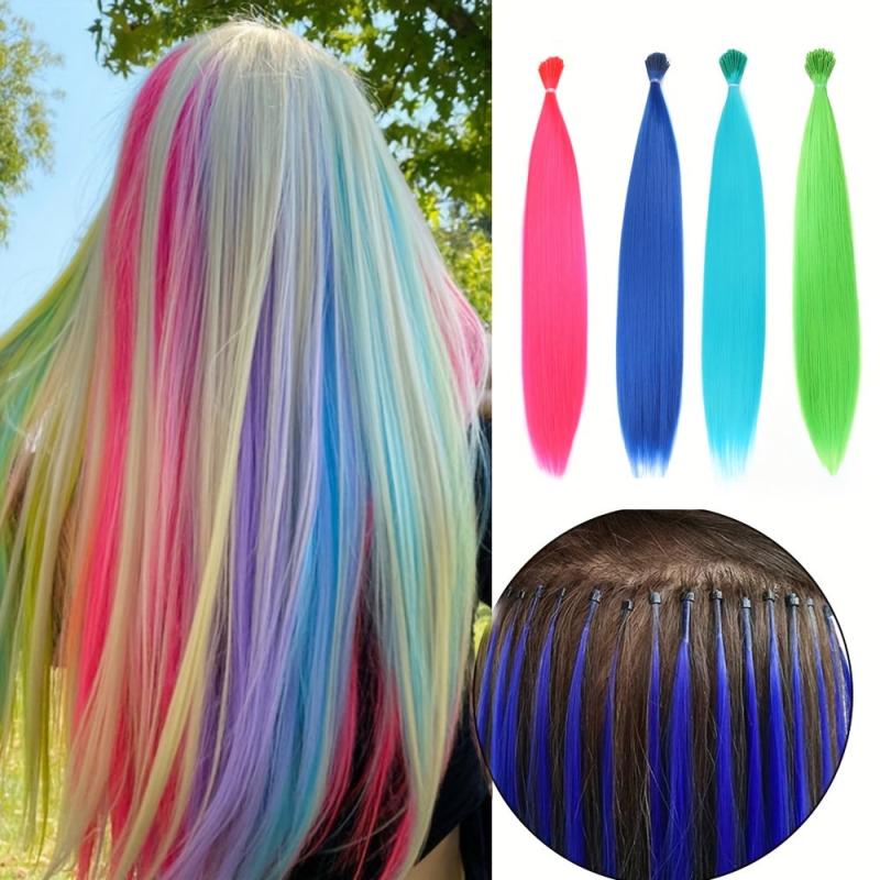 Colorful Invisible Synthetic Hair Extensions for Women