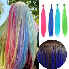 Colorful Invisible Synthetic Hair Extensions for Women