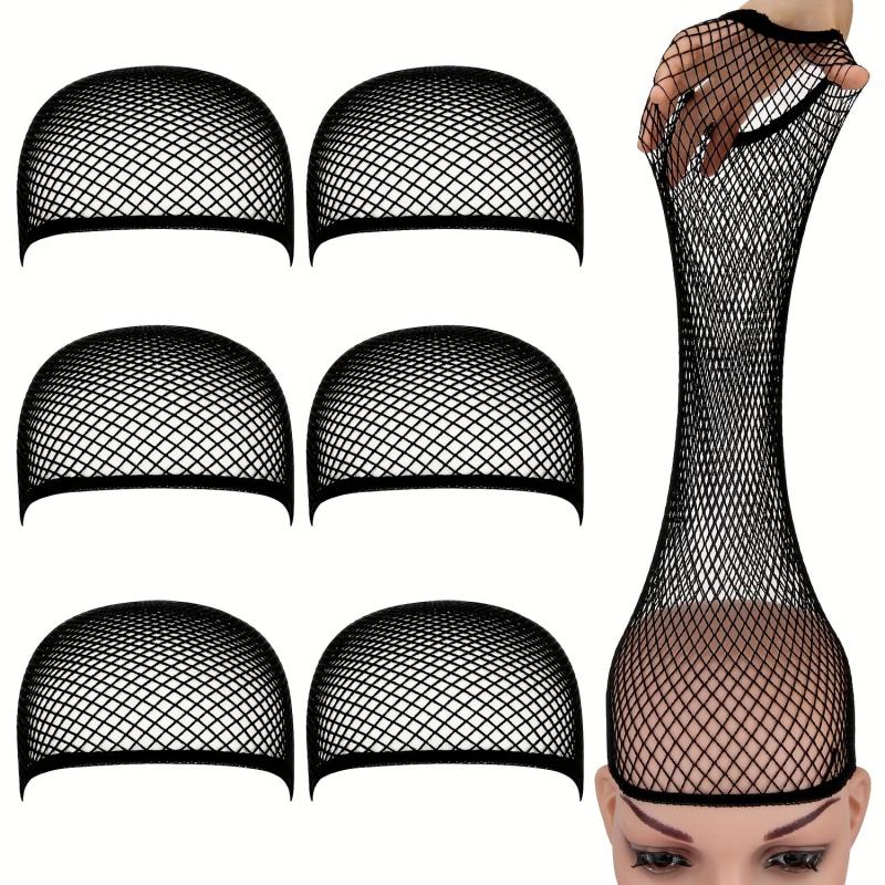 6Pcs Long Wig Caps Mesh Net Liner Weaving Cap for Women