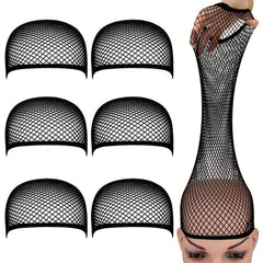 6Pcs Long Wig Caps Mesh Net Liner Weaving Cap for Women