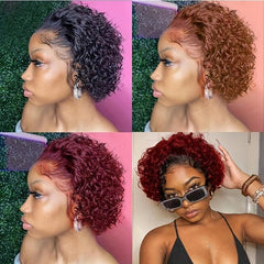 Short Pixie Cut Wig 13x1 Lace Part Human Hair Wigs