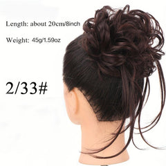 Wavy Curly Hair Bun Extensions Elastic Band Chignon