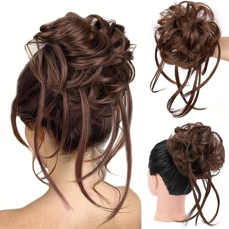 Wavy Curly Hair Bun Extensions Elastic Band Chignon
