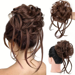 Wavy Curly Hair Bun Extensions Elastic Band Chignon