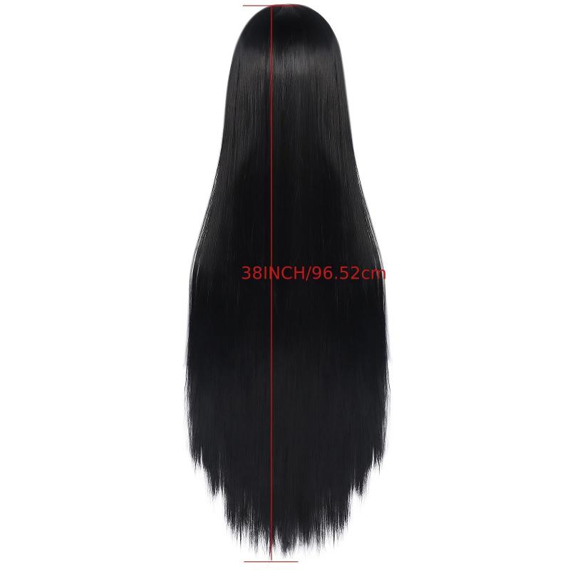 Long Straight Cosplay Wig For Halloween & 1pc Wig Cap For Women Girls