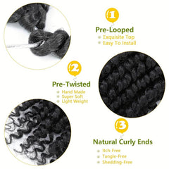 25cm Passion Twist Hair 12 Strands Pack Pre-looped Braiding Extension 1B TBUG