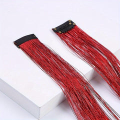 Sparkle Rainbow Hair Clip In Extensions for Women Synthetic Tinsel Strands