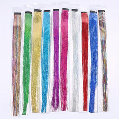 Sparkle Rainbow Hair Clip In Extensions for Women Synthetic Tinsel Strands